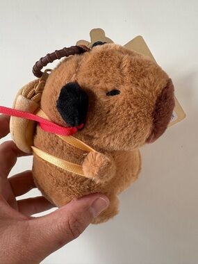 Cute Plush capybara Keychain Bag Charm Yellow Kawaii Aesthetic Gift